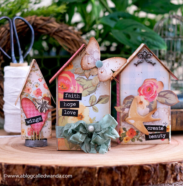 Tiny Houses for Spring - Mixed Media Project and Home Decor