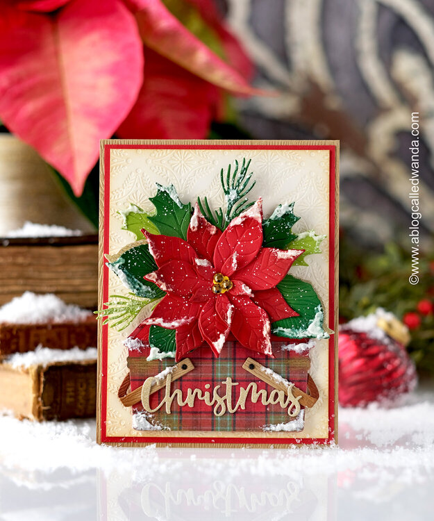 Vintage Christmas Poinsettia Card with Die Cuts