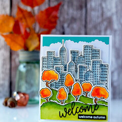 City Skyline in Autumn Card