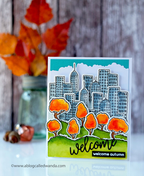City Skyline in Autumn Card