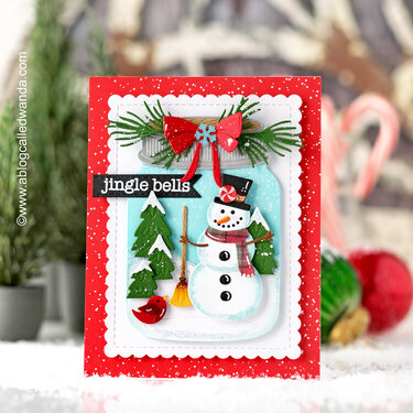 Snowman Mason Jar Christmas Card with Honey Bee