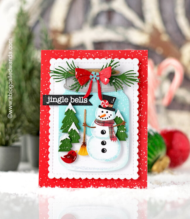 Snowman Mason Jar Christmas Card with Honey Bee