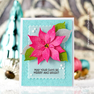 Pink Poinsettia Merry and Bright Card
