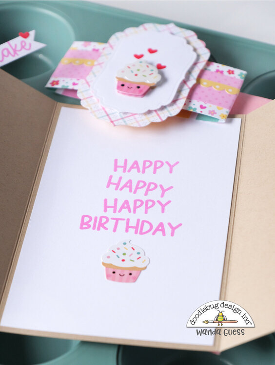 Doodlebug Birthday card, envelope and gift card holder