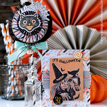 Vintage Halloween Decorations and Card