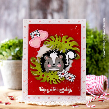 Valentine Day Card with Lawn Fawn Skunk!