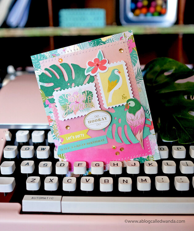 Tropical Birthday Card with Pink Paislee!