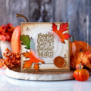 Fall Foliage Gratitude Card - Distress Inks, vellum and wax seal