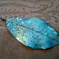 skeleton leaf pendant with glass beads
