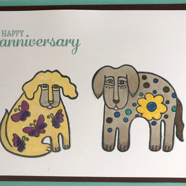 Anniversary Card with Laurel Burch Dog Stamps