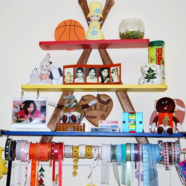 Shelf and Innovative and inexpensive Ribbon organizer and storage idea