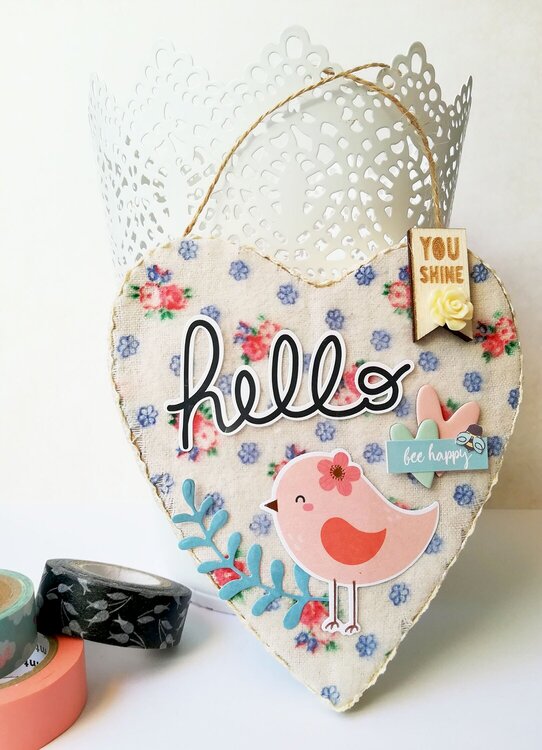 Home decor: fabric and stickers heart