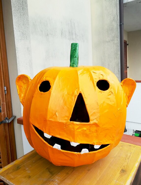 Paper mache Jack O&#039;Lantern for Halloween