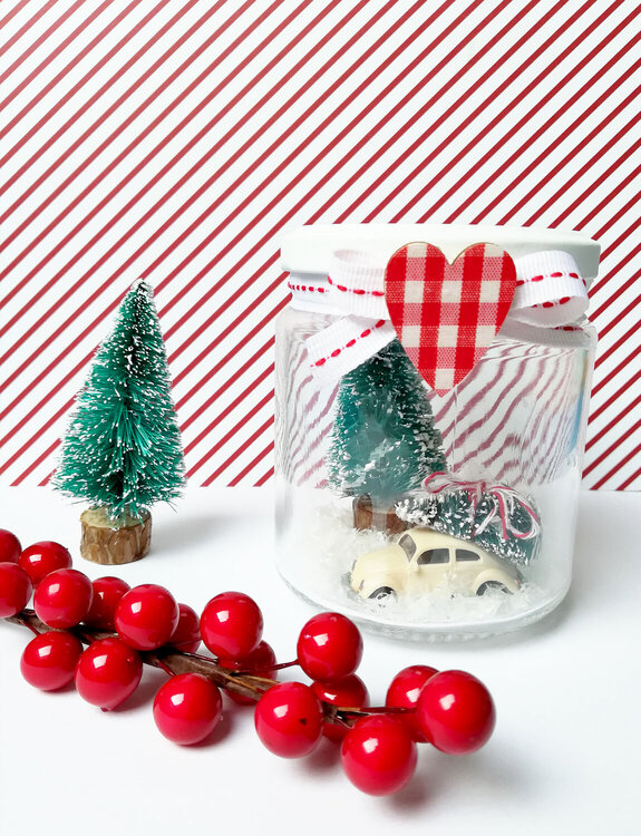 Faux snowglobe in a jar