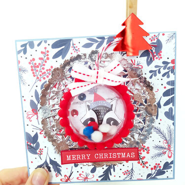 Christmas card with removable shaker ornaments