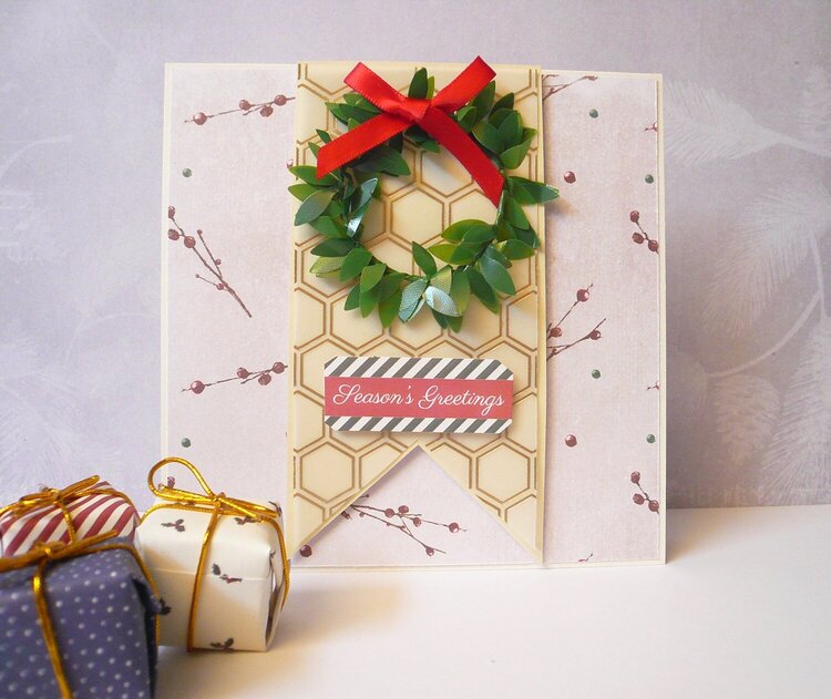 Christmas card with mini wreath