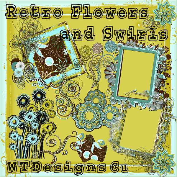 Retro Flowers and Swirls