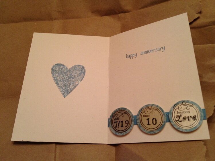 Inside of 10-year anniversary card