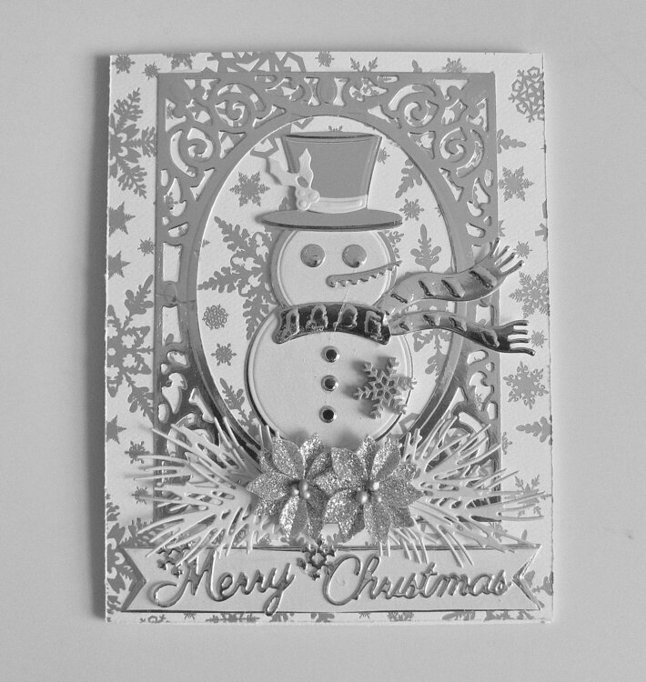 Silver Snowman Christmas Card