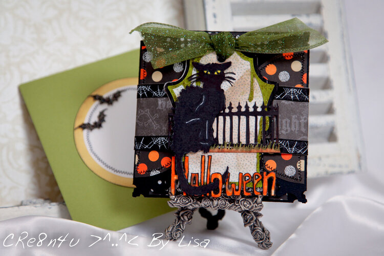 Black Cats &amp; Bats ~ Halloween Petal Card (img#2~banded up)