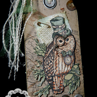 Steampunk Owl ~ 2-Sided Tag... (front)