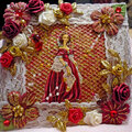 Red and Gold Victorian Woman Card Topper