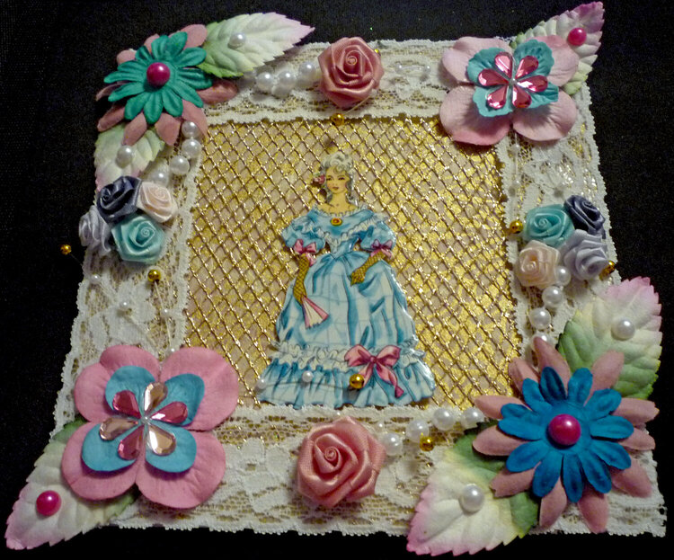 Blue and Pink Victorian Woman Card Topper