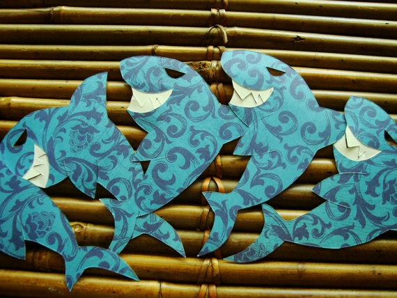 Shark cut-outs handmade by me!