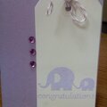 Embossed Elephant tag card