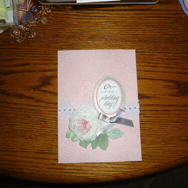 Wedding Card Pink with Grey Accents