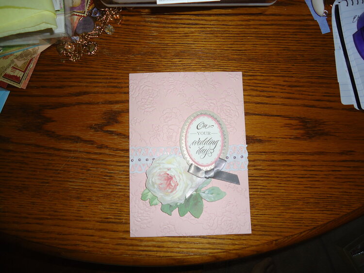Wedding Card Pink with Grey Accents
