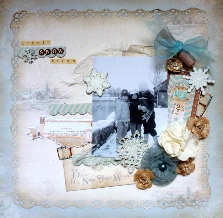 Little Snow Birds **C&#039;est Magnifique December Sketch and kit**