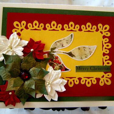 Poinsettia & Leaves Christmas Card for Swap (Front)