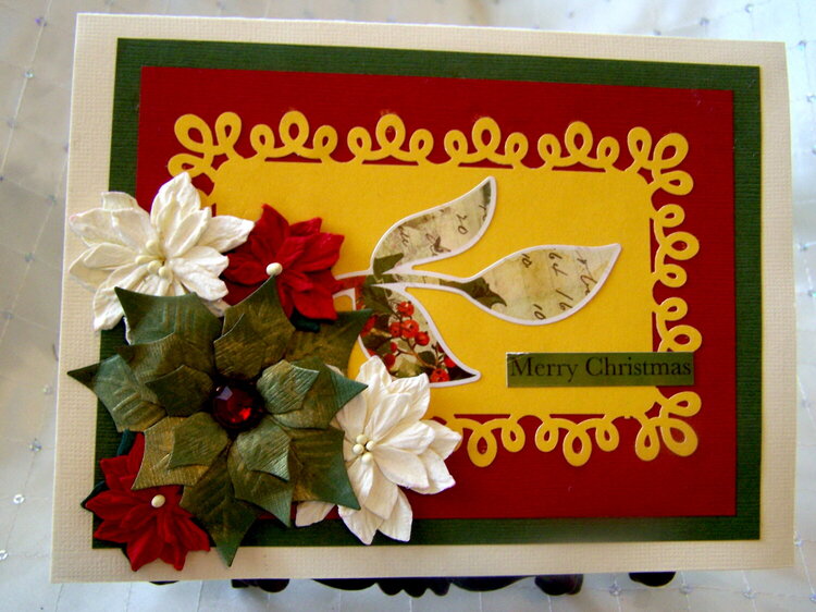 Poinsettia &amp; Leaves Christmas Card for Swap (Front)