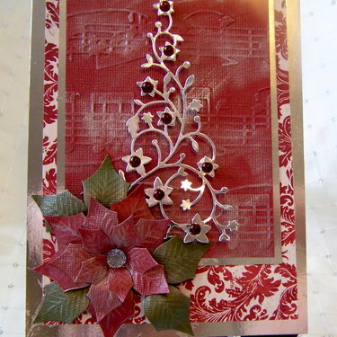 Silver Embossed Musical Christmas Tree Card (Outside)