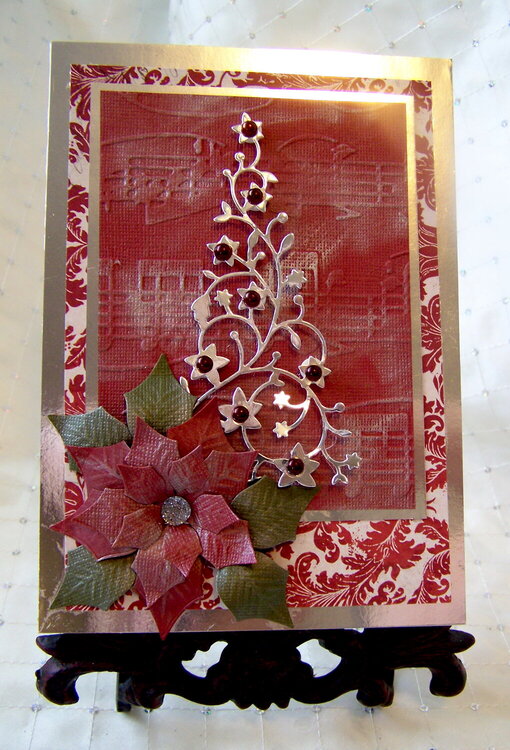 Silver Embossed Musical Christmas Tree Card (Outside)
