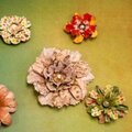 Hand made paper flowers wth startch
