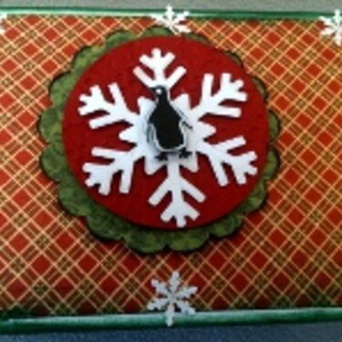 Christmas card with penguin &amp; snowflakes