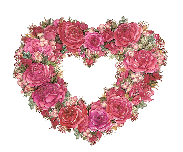 Rose Heart Wreath Block
