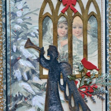 Cathedral Window Card - Angel