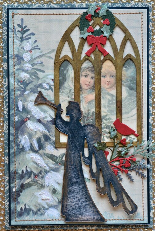 Cathedral Window Card - Angel