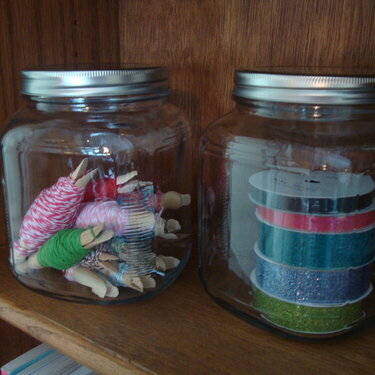 My new jars for twine and glitter tape