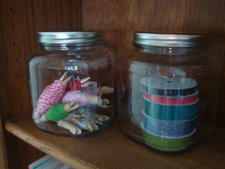 My new jars for twine and glitter tape
