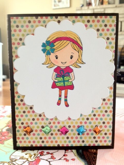 Girl with gift birthday card