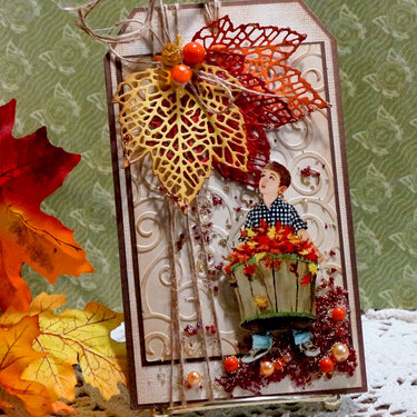 Falling Leaves Tag. Reneabouquets Printed Beautiful Board Chipboard - Little Wally