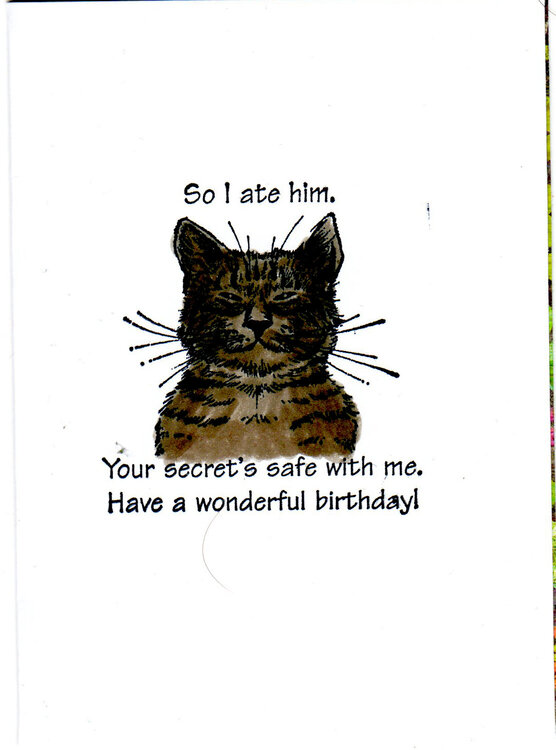 Cat and Bird Birthday Card