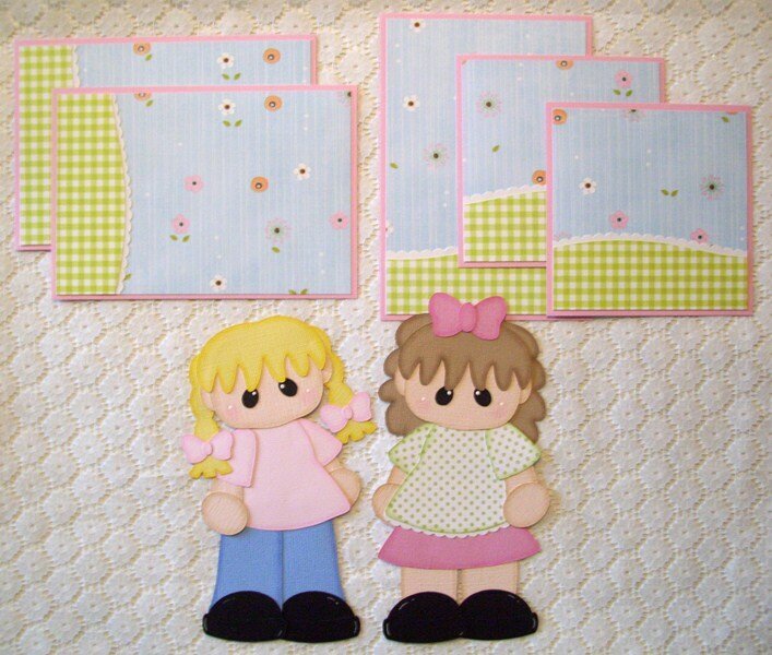 Girl Friends or Sisters Scrapbook Page Paper Piecing Mat Set Kit