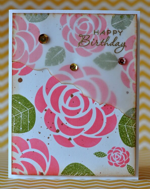 Birtday floral stencil card