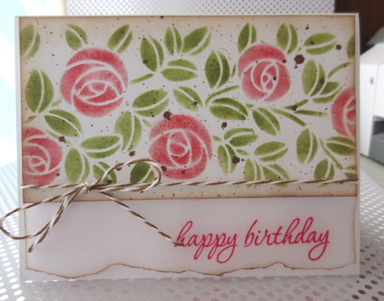 Rose stencil birthday card
