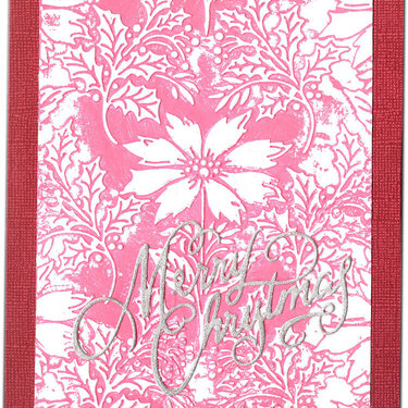 Anna Griffin poinsettia emboss folder with silver glitter paper Merry Christmas
